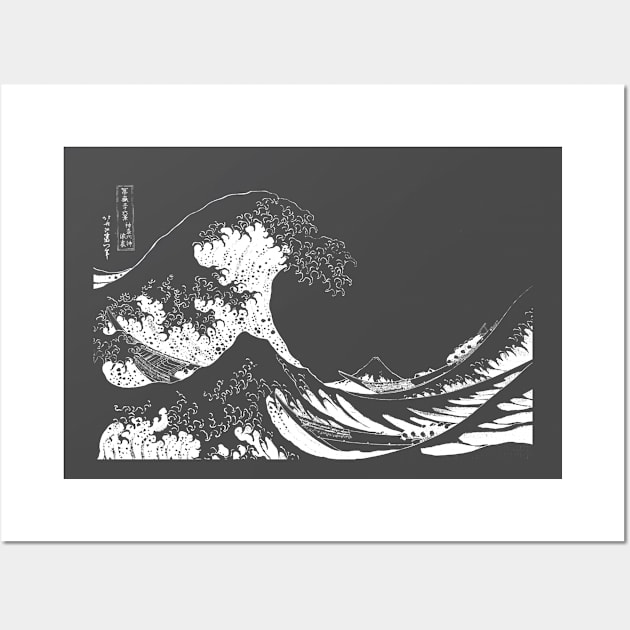 Great Wave Off Kanagawa-White Wall Art by tonylonder